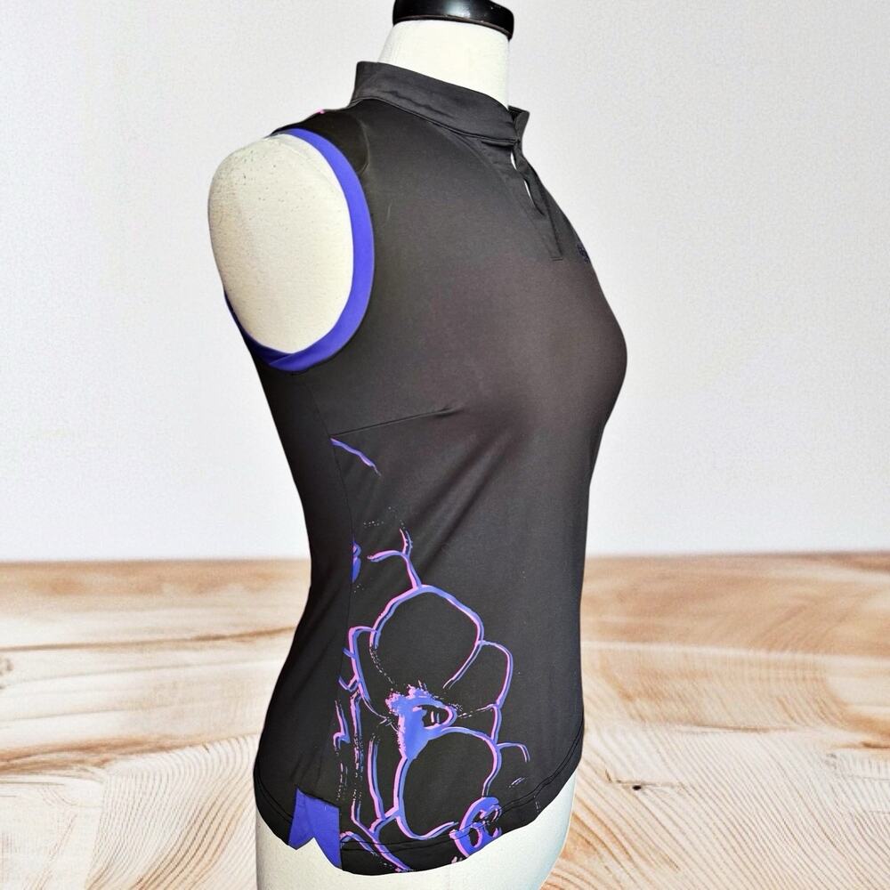 Adidas Golf Climacool Top Sz S Womens Floral Graphic w Pink Blue Trim Flattering